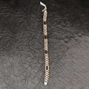 Two Tone Rose Gold Plated Mens 92.5 Silver Bracelet
