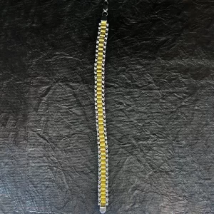 Dual Tone Interlinked 92.5 Silver  Gents Bracelet