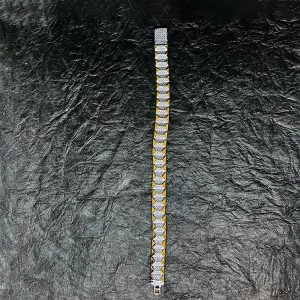 Gold Plated Stone Studded Mens 92.5 Silver Bracelet
