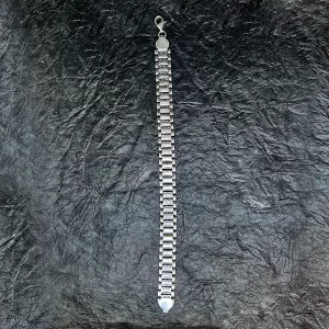 Metallic Finish 92.5 Silver Mens Bracelet
