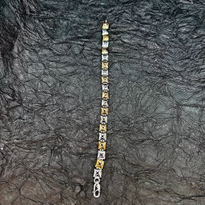 Dual Tone Arrow Style 92.5 Silver Mens Bracelet
