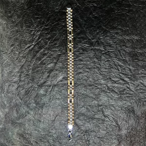Dual Tone Custom Finish 92.5 Silver Mens Bracelet
