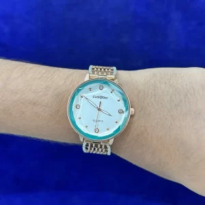Rose Gold Greenish White Analog Dial 92.5 Silver Ladies Watch